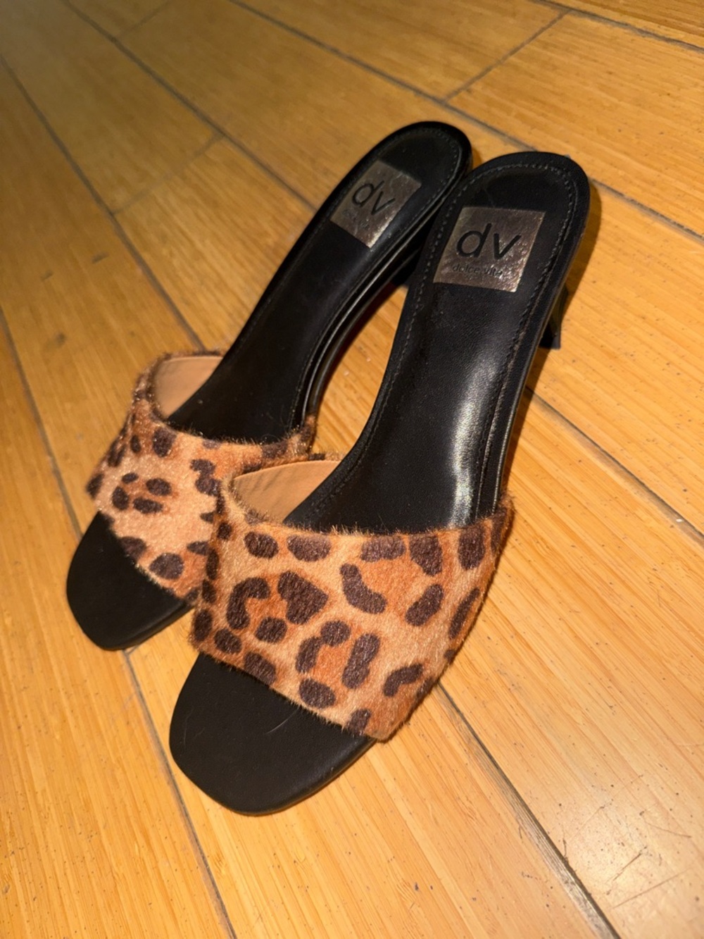 DV by Dolce Vita Leopard Slide Mules in Brown and Black